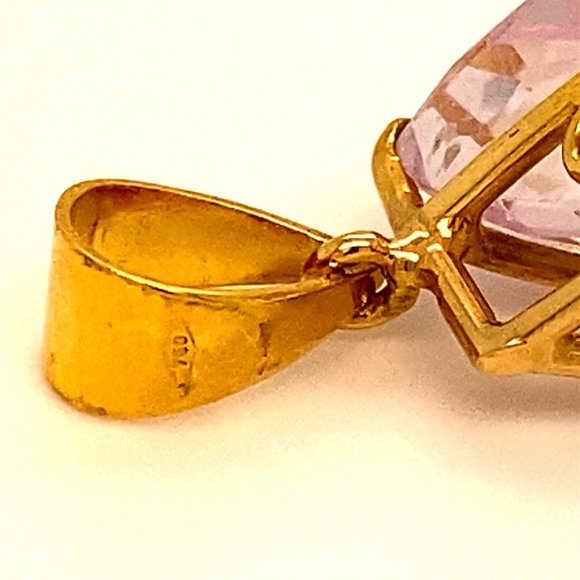 Pink Kunzite 17.91ct Solid 18K Yellow Gold Pendant - Picture 7 of 9